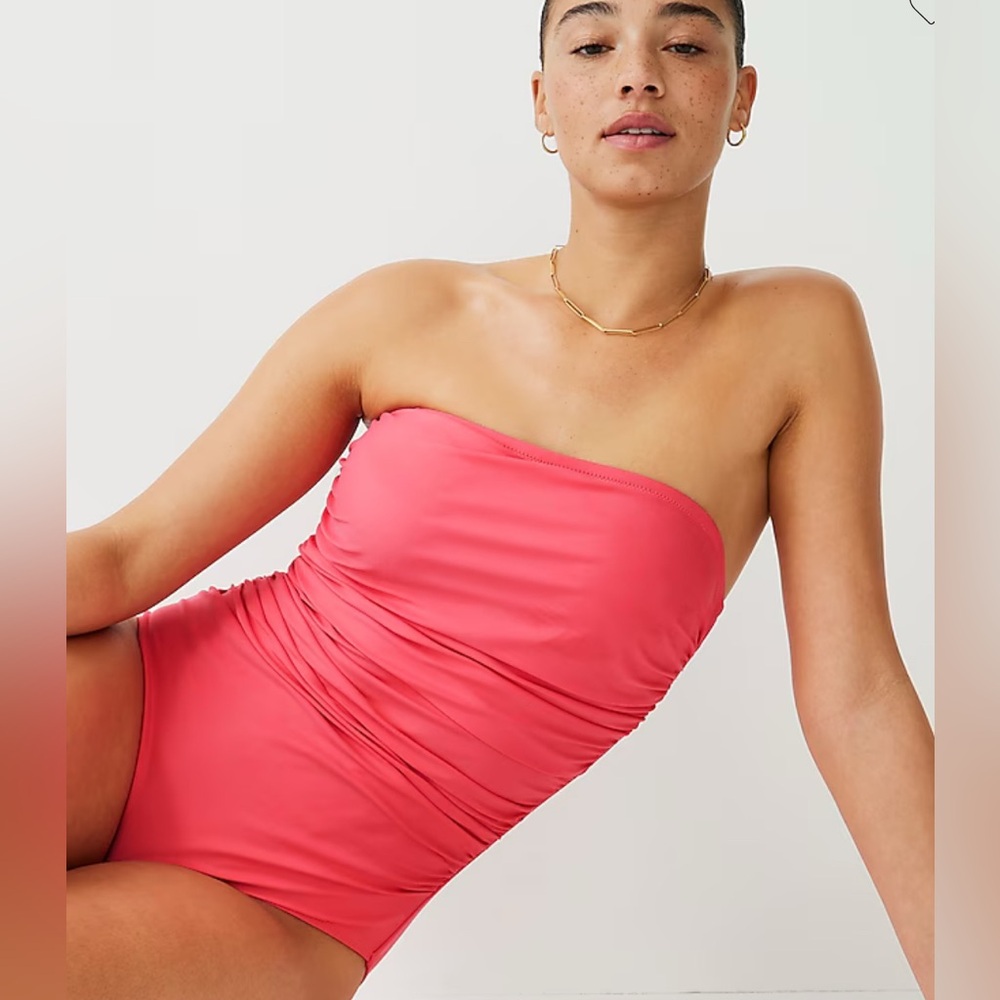 J CREW GEMMA ROUCHED BANDEAU SWIMSUIT